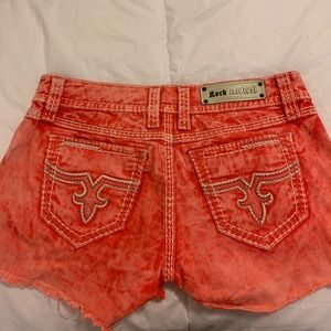 Rock revival orange jean shorts